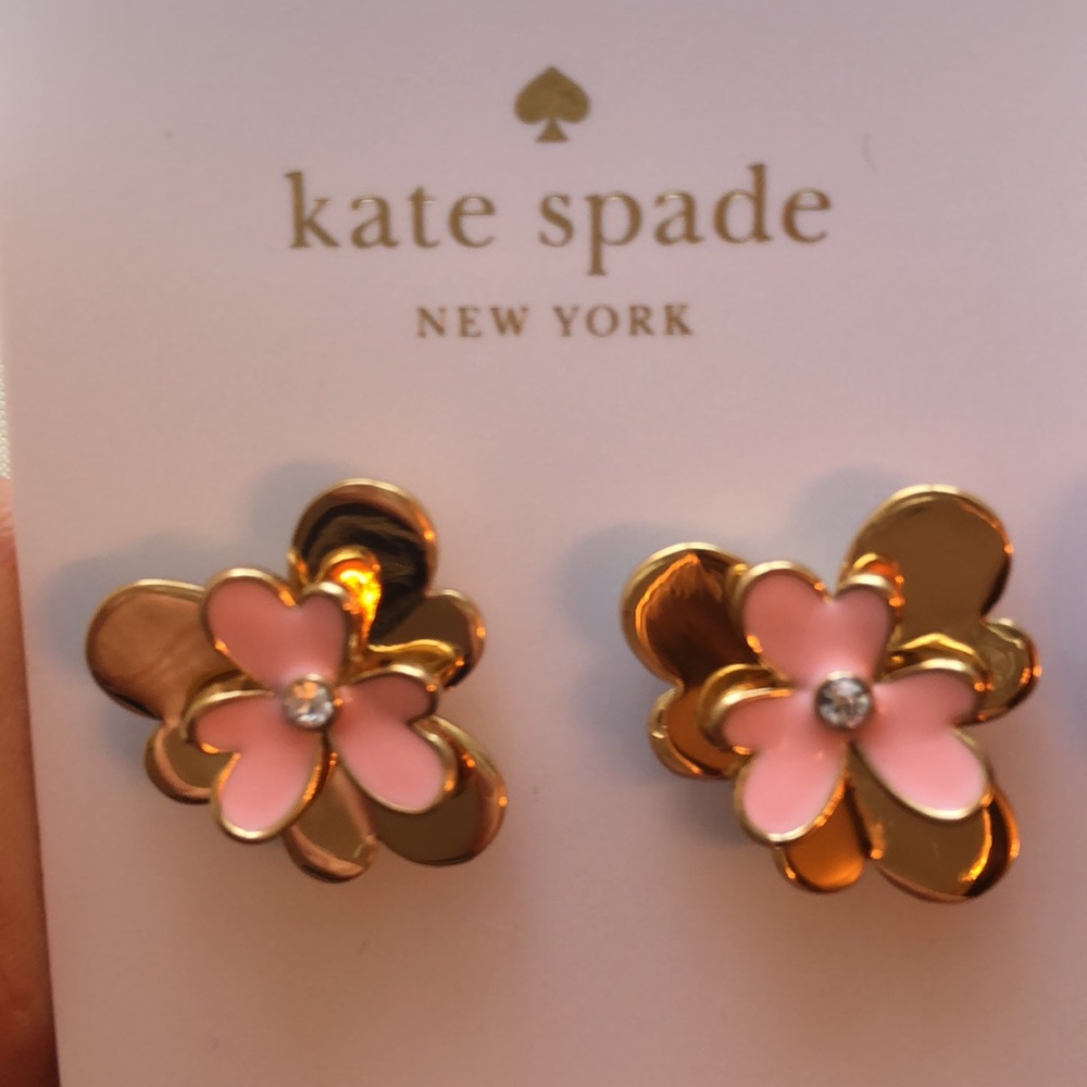 KATE SPADE NEW PANSY BLOSSOM PINK/GOLD EARRINGS 🌸